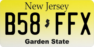 NJ license plate B58FFX