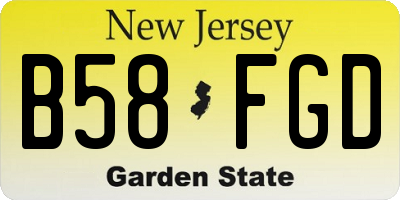 NJ license plate B58FGD