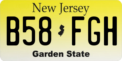 NJ license plate B58FGH