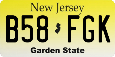 NJ license plate B58FGK
