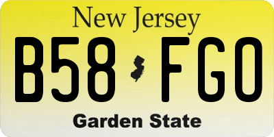 NJ license plate B58FGO