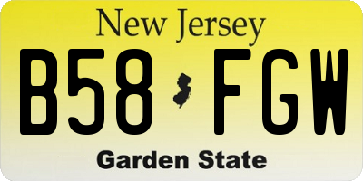 NJ license plate B58FGW