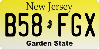 NJ license plate B58FGX