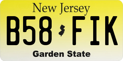 NJ license plate B58FIK