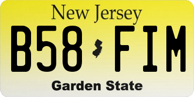 NJ license plate B58FIM