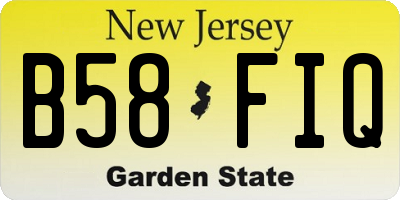 NJ license plate B58FIQ
