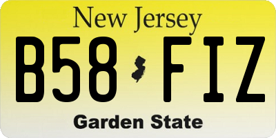 NJ license plate B58FIZ