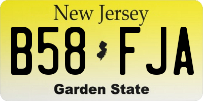 NJ license plate B58FJA