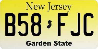 NJ license plate B58FJC