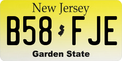 NJ license plate B58FJE