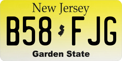 NJ license plate B58FJG