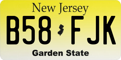 NJ license plate B58FJK