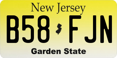 NJ license plate B58FJN