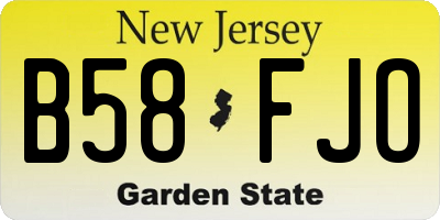 NJ license plate B58FJO