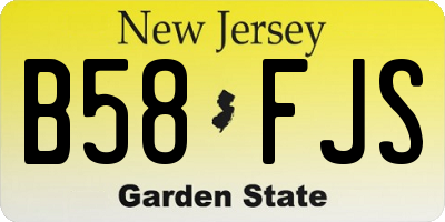 NJ license plate B58FJS