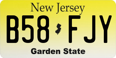 NJ license plate B58FJY