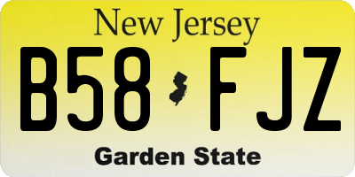 NJ license plate B58FJZ