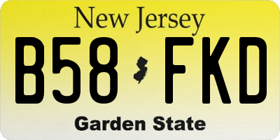 NJ license plate B58FKD