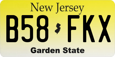 NJ license plate B58FKX