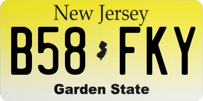 NJ license plate B58FKY