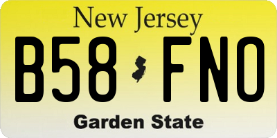 NJ license plate B58FNO