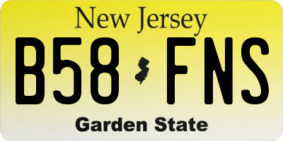 NJ license plate B58FNS