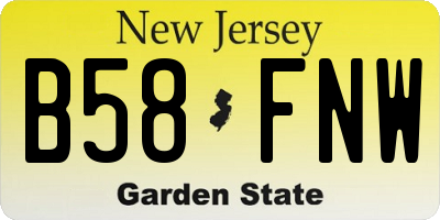 NJ license plate B58FNW