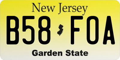 NJ license plate B58FOA