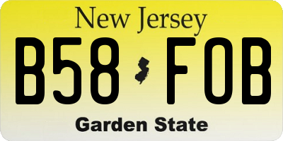 NJ license plate B58FOB