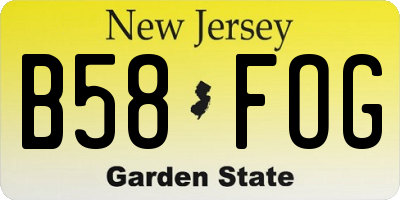 NJ license plate B58FOG