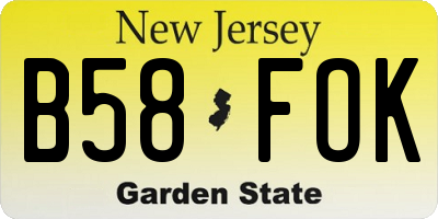 NJ license plate B58FOK