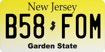 NJ license plate B58FOM