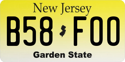NJ license plate B58FOO