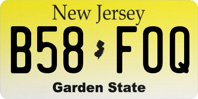 NJ license plate B58FOQ