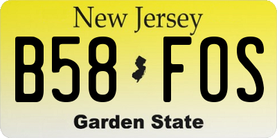 NJ license plate B58FOS