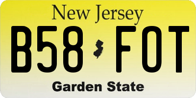 NJ license plate B58FOT