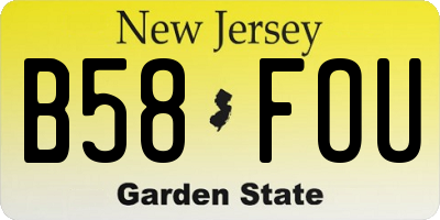 NJ license plate B58FOU