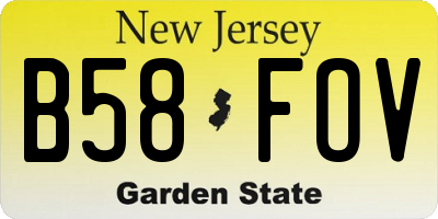 NJ license plate B58FOV