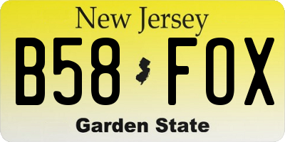 NJ license plate B58FOX