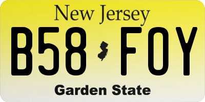 NJ license plate B58FOY