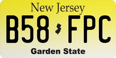 NJ license plate B58FPC