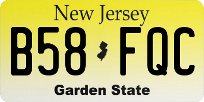 NJ license plate B58FQC