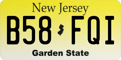 NJ license plate B58FQI