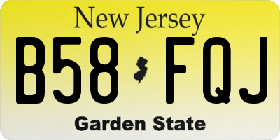 NJ license plate B58FQJ