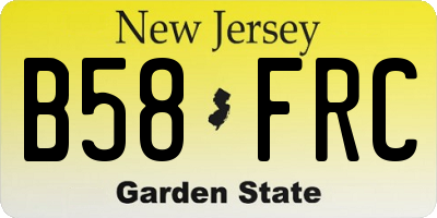 NJ license plate B58FRC