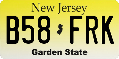 NJ license plate B58FRK