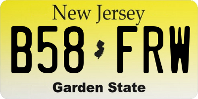 NJ license plate B58FRW