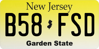 NJ license plate B58FSD