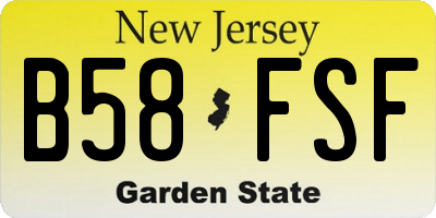 NJ license plate B58FSF