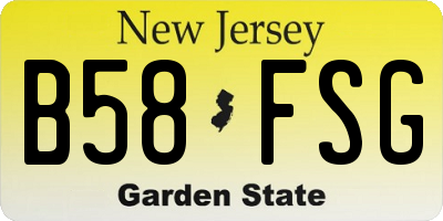NJ license plate B58FSG